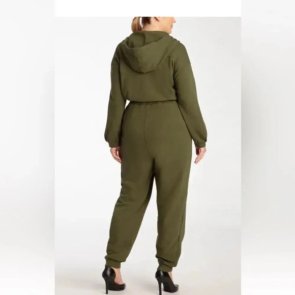 Juicy Couture French Terry Hooded Cargo Jumpsuit Green Size Large NWT - Picture 2 of 2